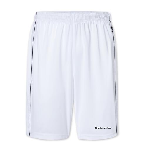 Vita polyestershorts med elastisk midja och dragsko.