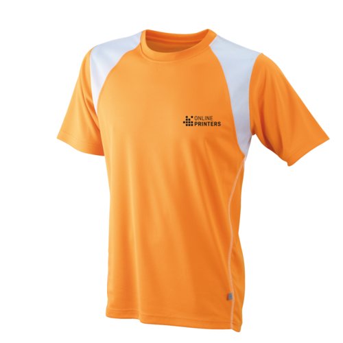 Orange lpartrja i polyester fr mn med korta rmar.