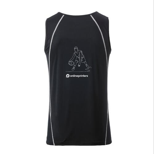 Svart och vitt sportlinne i polyester f�r m�n.