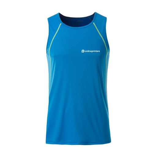 Bl� och neongul tanktop i polyester f�r m�n.