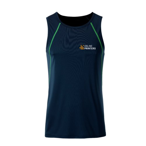 Marinbl och neongul tanktopp i polyester fr mn.