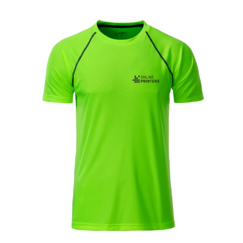 Grn sport-T-shirt fr mn i funktionsmaterial med korta rmar.
