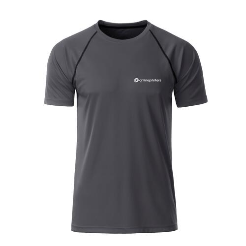 M�rkgr� polyester t-shirt f�r m�n med korta �rmar.