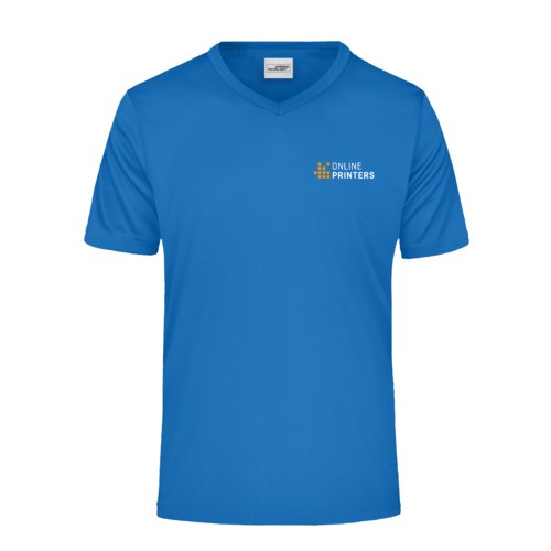Kungsbl V-ringad T-shirt i polyester fr mn med korta rmar.