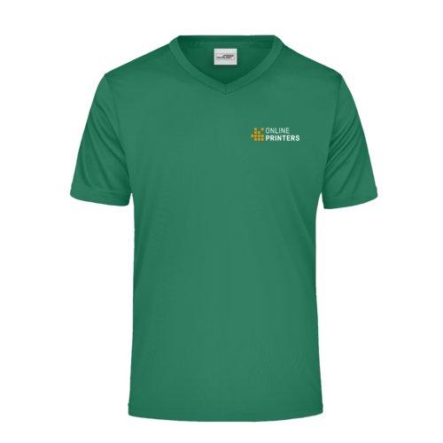 Grn V-ringad T-shirt i funktionsmaterial fr mn.