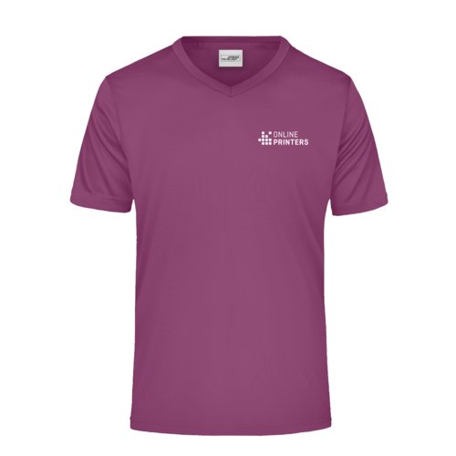 Lila V-ringad t-shirt i polyester fr mn.