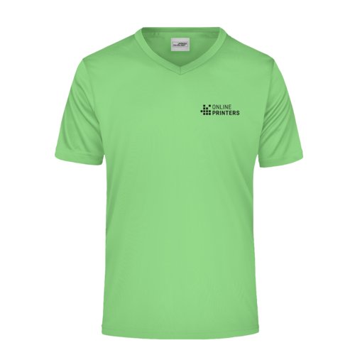 ppelgrn V-ringad T-shirt i polyester med korta rmar.