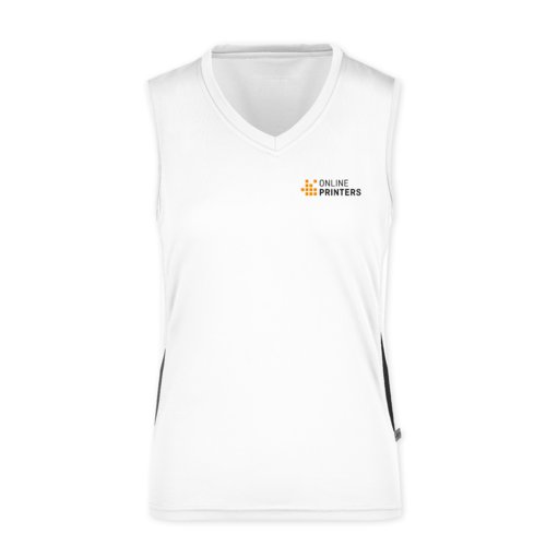 Vit tyg-tanktop med v-ringning fr damer.