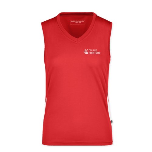 Rd och vit polyestertanktop fr damer.