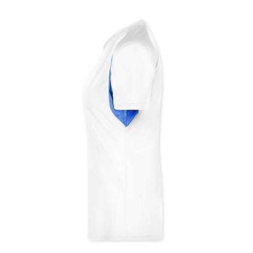 Vit/bl funktions t-shirt i polyester fr dam.