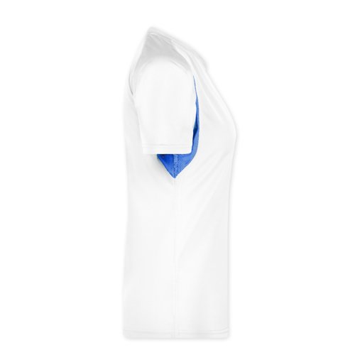 Vit/bl polyester funktions t-shirt fr dam, kortrmad.