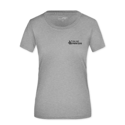 Grmelerad polyester-t-shirt fr damer med korta rmar.