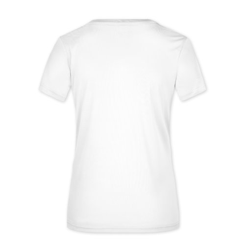 Vit polyester T-shirt fr damer med korta rmar.