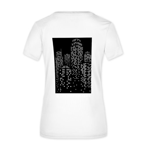 Vit polyester-t-shirt fr dam med korta rmar.