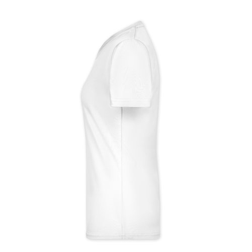Vit polyester T-shirt fr damer med korta rmar.