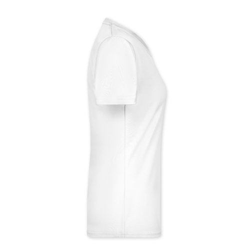 Vit polyester T-shirt fr kvinnor med korta rmar.