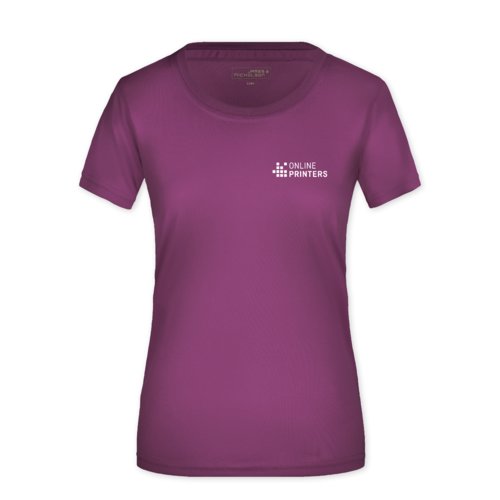 Violett T-shirt i polyester fr dam.