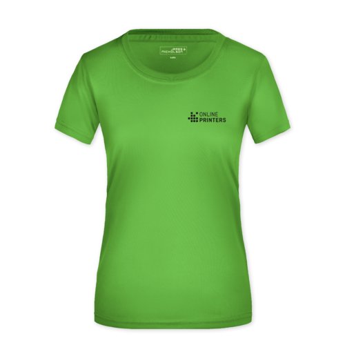 ppelgrn polyester T-shirt fr damer med korta rmar.