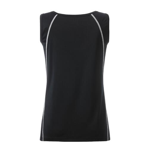Svart och vitt sportlinne i polyester f�r dam.