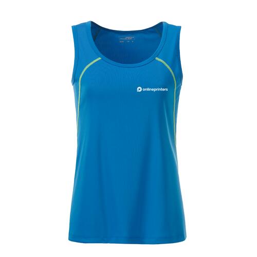 Bl� och neongul sportlinne i polyester f�r dam.