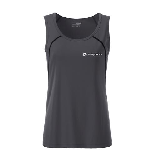 M�rkgr� sportlinne i polyester f�r damer.