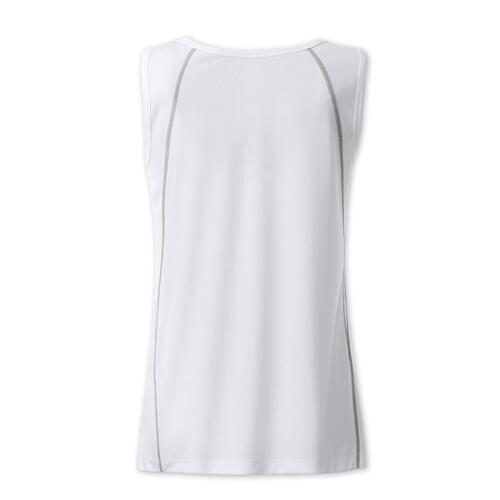 Vit polyestertanktop f�r damer med sportig sk�rning.