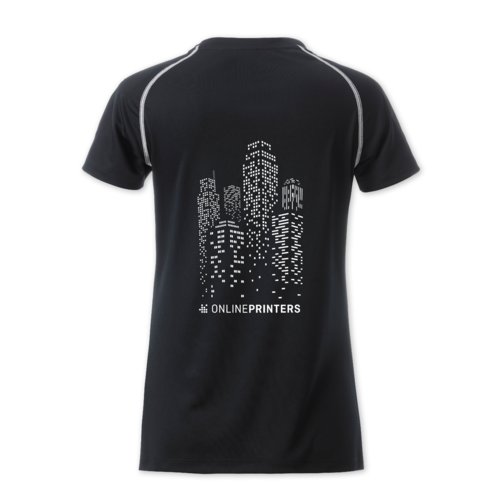 Svart och vit sport-T-shirt i polyester fr dam.