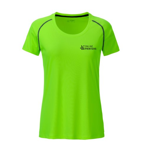 Neongrn dam-T-shirt i polyester med korta rmar.