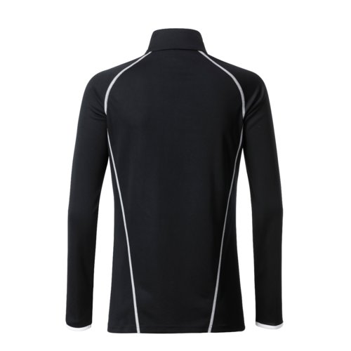 Svartvit lngrmad trja i polyester fr damer.