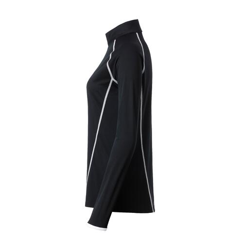 Svart l�ng�rmad damtr�ja i polyester med sportig passform.