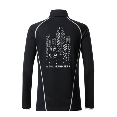 Svartvit lngrmad trja i polyester fr dam.