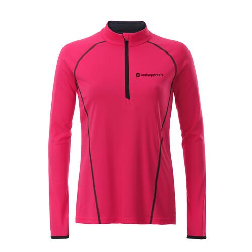Rosa l�ng�rmad tr�ja i polyester med dragkedja f�r dam.