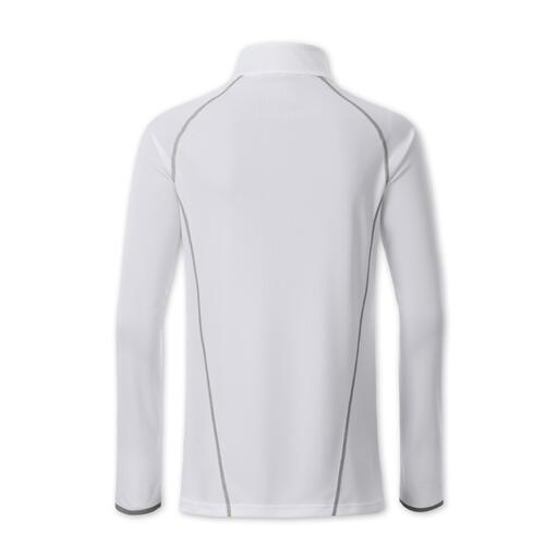 Vit l�ng�rmad tr�ja i polyester f�r dam.