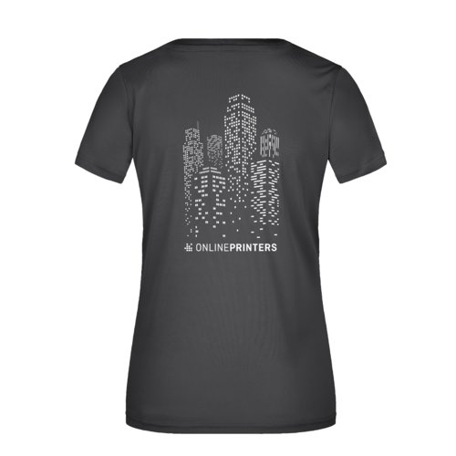 Svart V-ringad dam T-shirt i polyester.