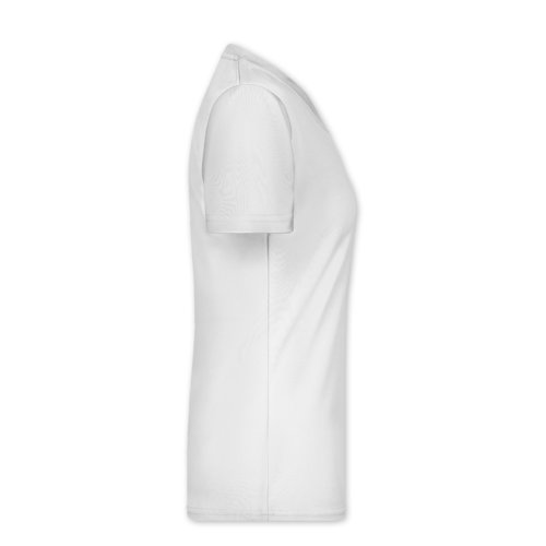 Vit polyester T-shirt med V-ringning fr dam.