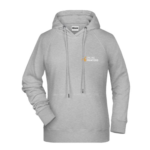 Grmelerad bomulls-polyesterhoodie fr dam med huva och dragsko.