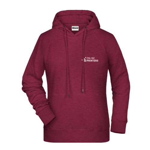 Burgundy damhoodie i bomullsblandning med huva och dragsko.