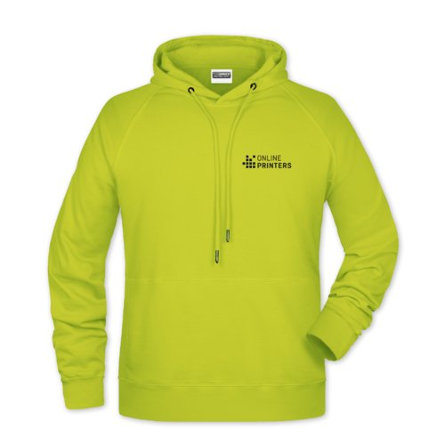 Neongul bomullsblandning hoodie med huva och dragsko.