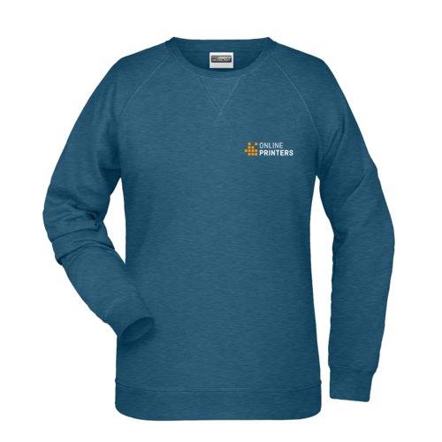Petrolmelerad sweatshirt i bomull-polyester fr dam.