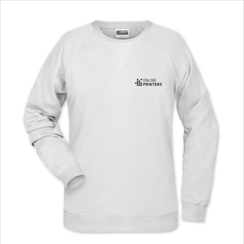 Vit sweatshirt fr damer i bomull och polyester med lnga rmar.