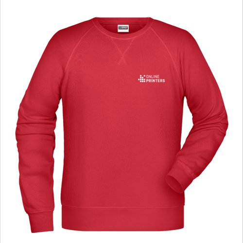 Rd sweatshirt fr mn i bomull-polyester med lnga rmar.