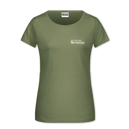 Khakifrgad bomulls-T-shirt fr damer med korta rmar.