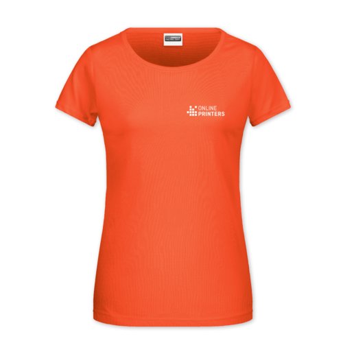 Aprikosfrgad bomulls-T-shirt fr dam med korta rmar.