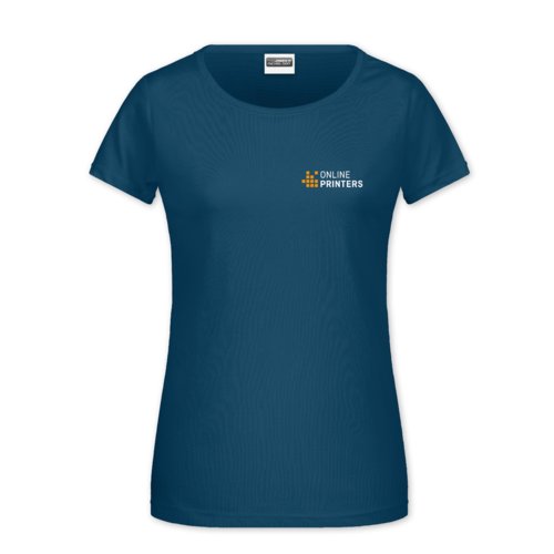 Petrolfrgad bomulls-T-shirt fr damer med korta rmar.