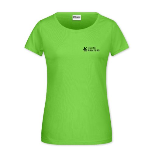 ppelgrn bomulls-T-shirt fr damer med rund hals och korta rmar.