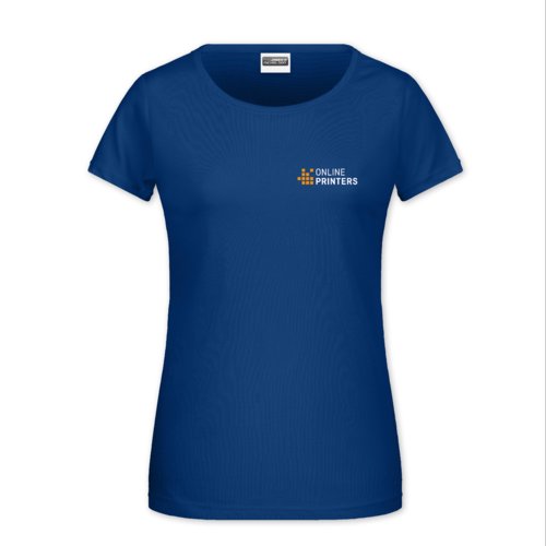 Mrkbl bomulls-T-shirt fr damer med korta rmar.