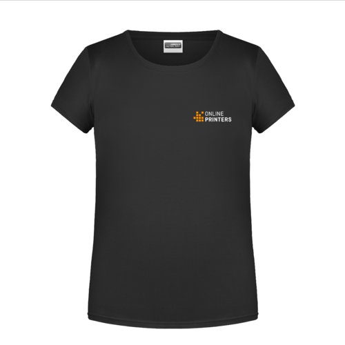 Svart bomulls-T-shirt fr flickor med korta rmar.