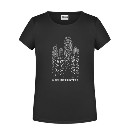 Svart bomulls-T-shirt fr flickor med korta rmar.