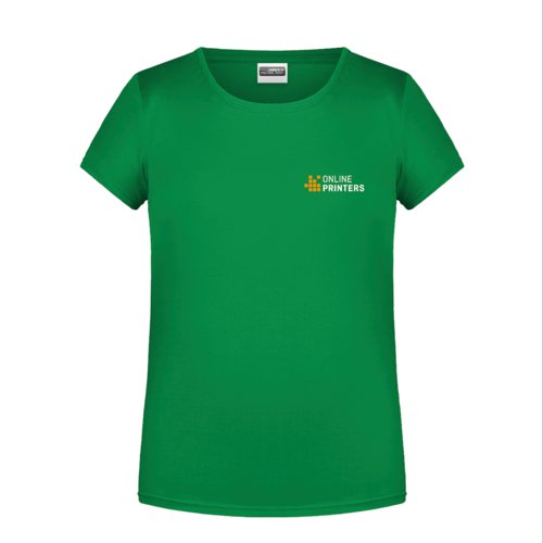 Grn bomulls-T-shirt fr flickor med korta rmar.