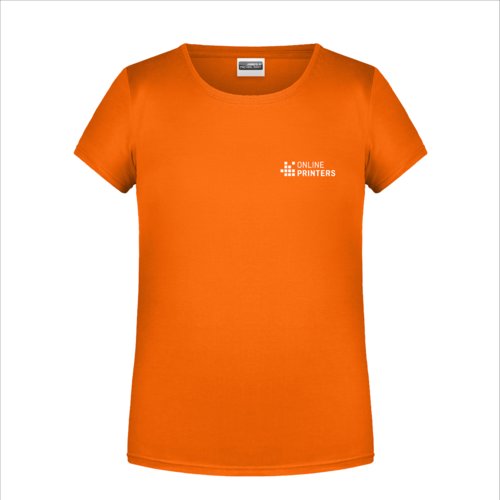 Orange bomulls-T-shirt med korta rmar och rund hals.